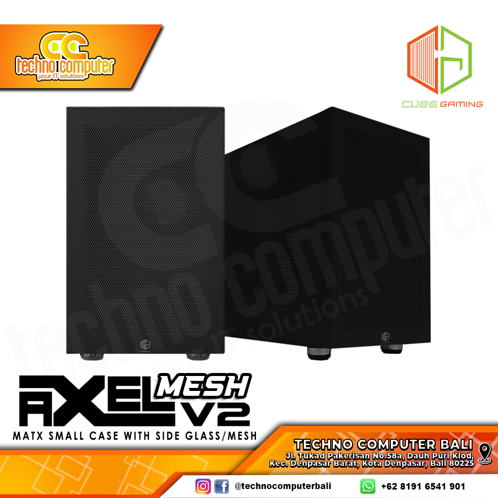 CASING CUBE GAMING AXEL V2 Mesh Black - Mid Tower mATX Case Mesh