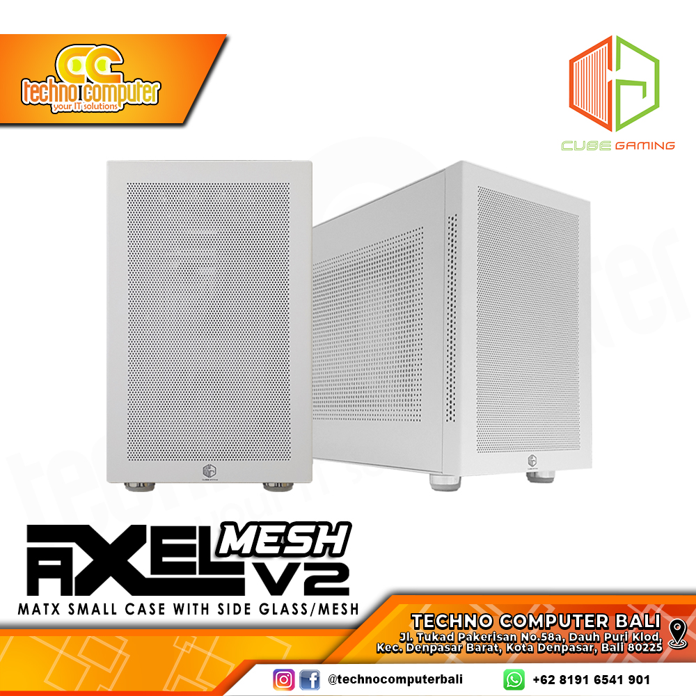 CASING CUBE GAMING AXEL V2 Mesh White - Mid Tower mATX Case Mesh