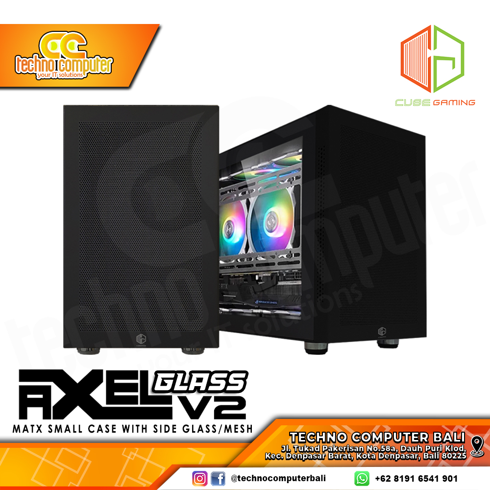 CASING CUBE GAMING AXEL V2 TG Black - Mid Tower mATX Case Tempered Glass