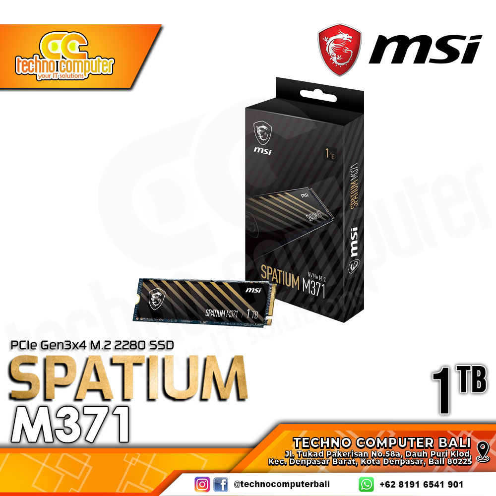SSD MSI SPATIUM M371 M.2 NVMe 2280 PCIe Gen3 x4 - 1TB