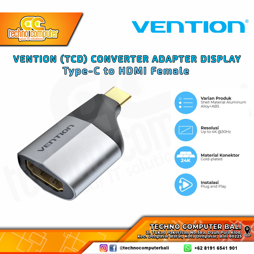 VENTION CONVERTER ADAPTER DISPLAY - Type-C to HDMI Female - TCDH0
