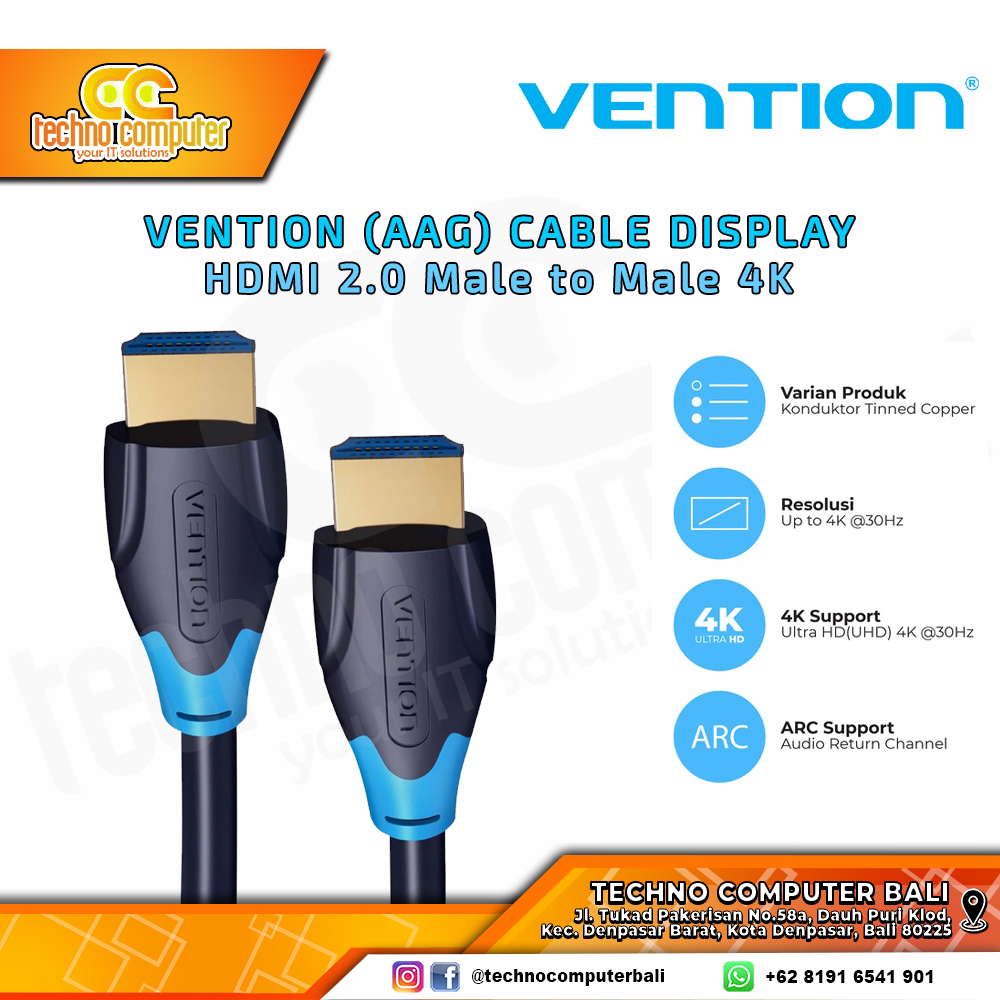 VENTION KABEL DISPLAY - Kabel HDMI - HDMI 2.0 Male to Male Upgrade Version - AAG 1.5M