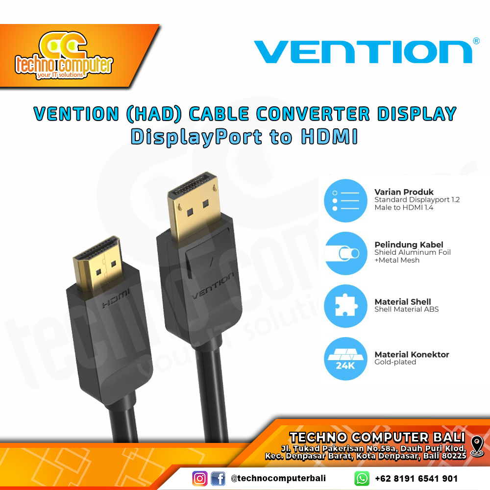 VENTION KABEL CONVERTER DISPLAY - DisplayPort to HDMI Male - HAD 3M