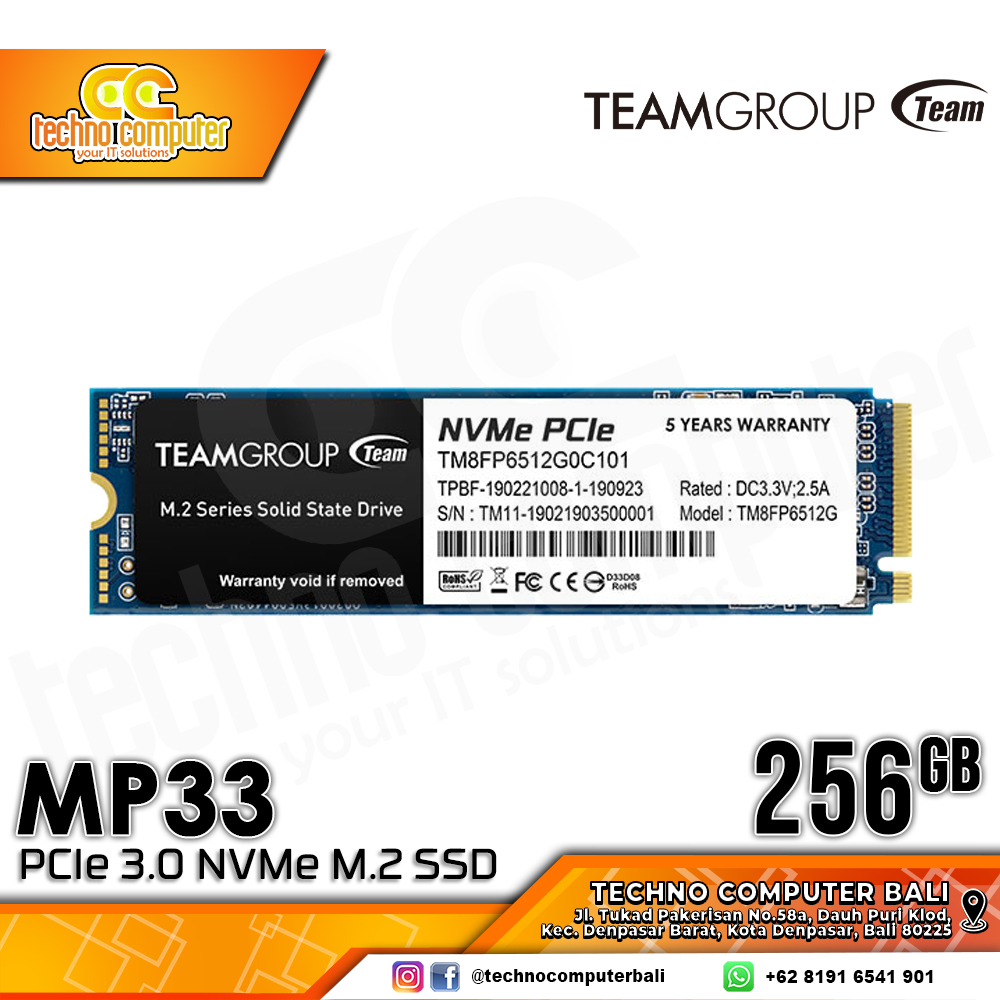 SSD TEAM MP33 M.2 NVMe 2280 PCIe Gen3 x4 - 256GB