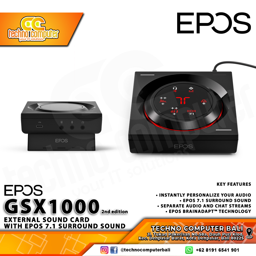 EPOS GSX 1000 2nd Edition Audio Amplifier / External USB Sound Card with 7.1 Surround Sound