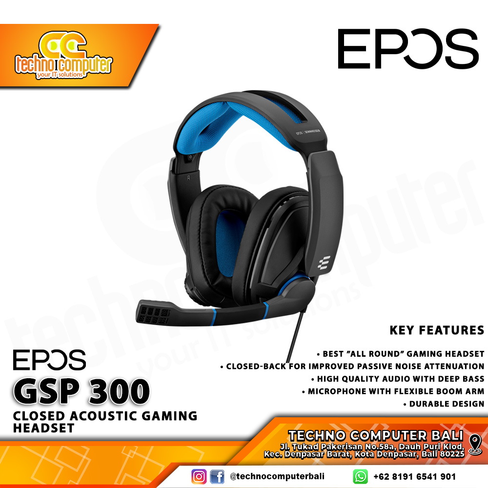 HEADSET EPOS GSP 300 Black/Blue - Closed Acoustic Gaming Headset