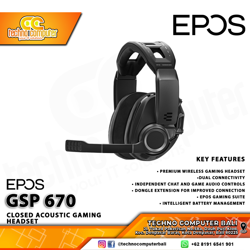 HEADSET EPOS GSP 670 Wireless Black - Closed Acoustic Gaming Headset