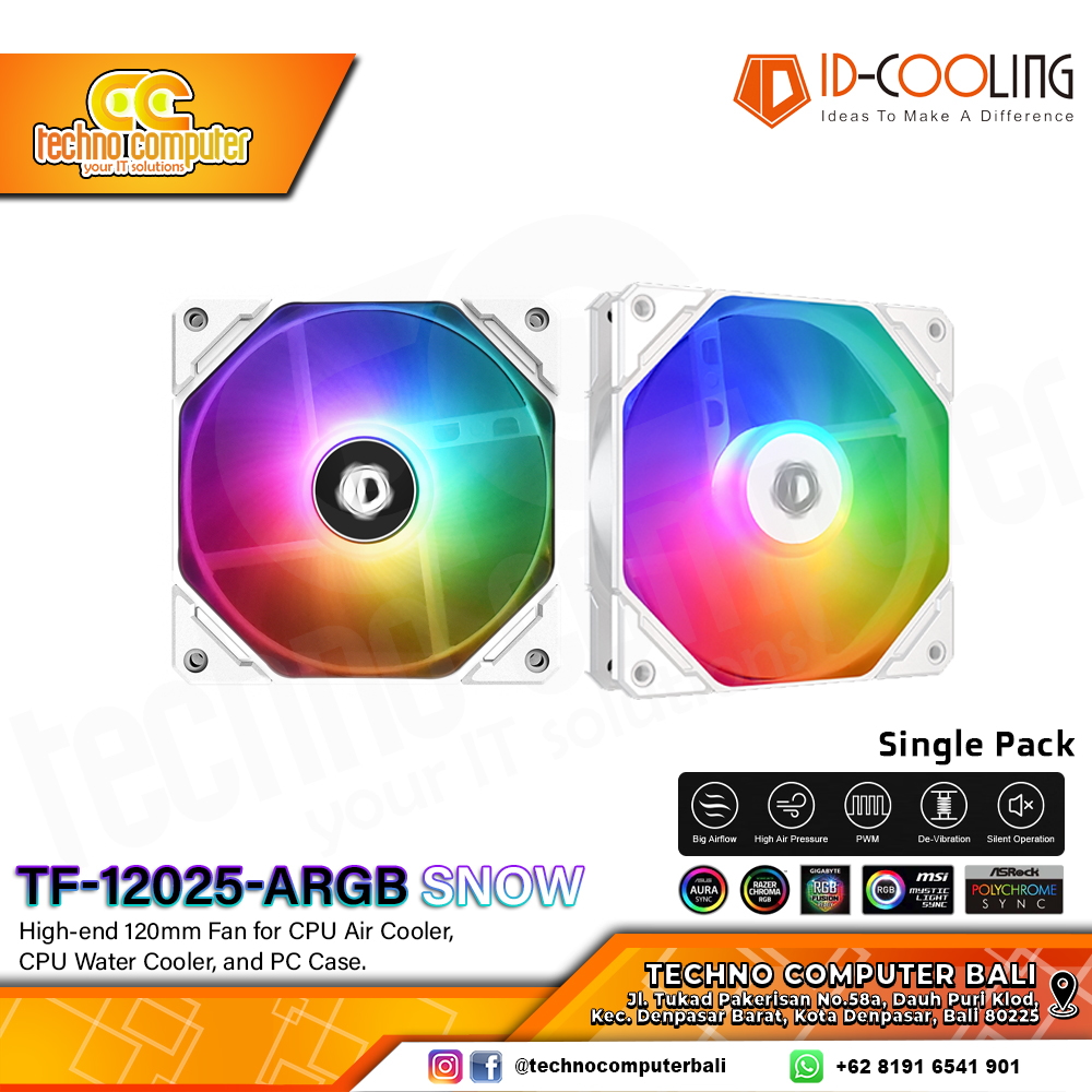 FAN CASING ID-COOLING TF-12025 ARGB Snow - 120mm ARGB PWM Fan