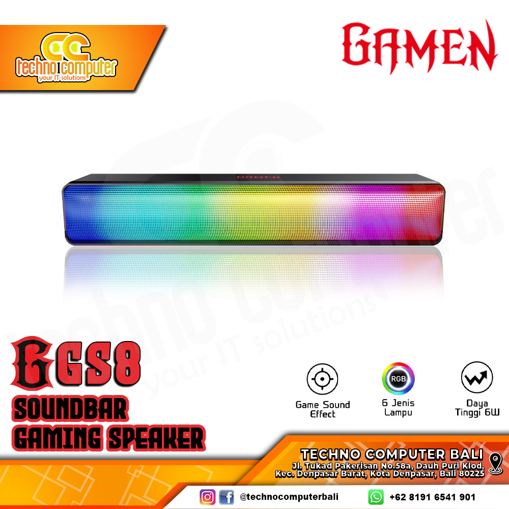 SPEAKER ROBOT GAMEN GS8 Soundbar - Stereo Gaming Speaker with RGB