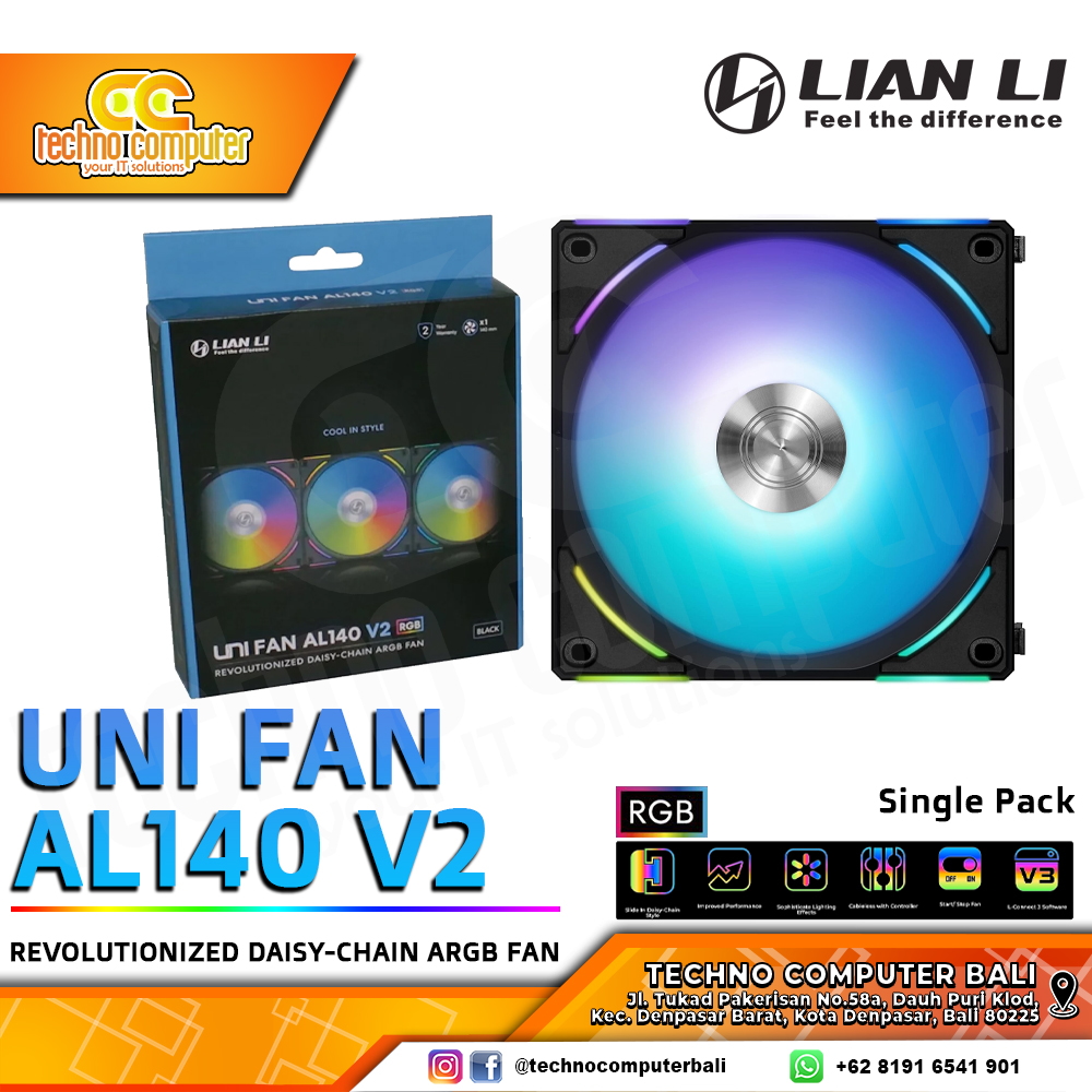 FAN CASING LIAN LI UNI FAN AL140 V2 BLACK - 140mm Single Pack ARGB Fan