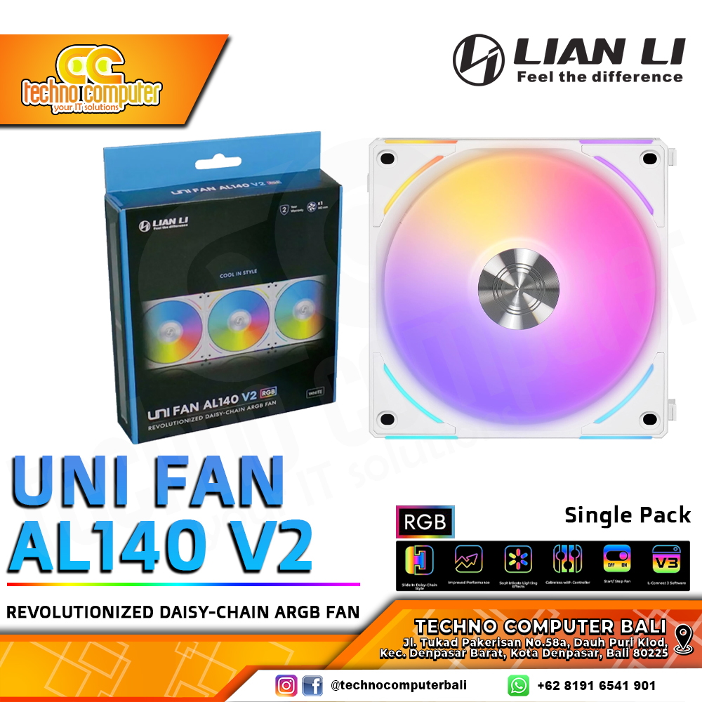 FAN CASING LIAN LI UNI FAN AL140 V2 WHITE - 140mm Single Pack ARGB Fan