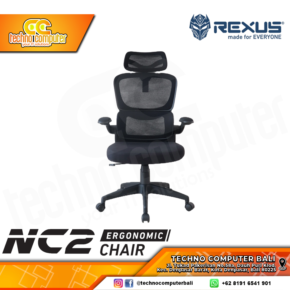 KURSI OFFICE REXUS NC2 ERGONOMIC CHAIR - BLACK