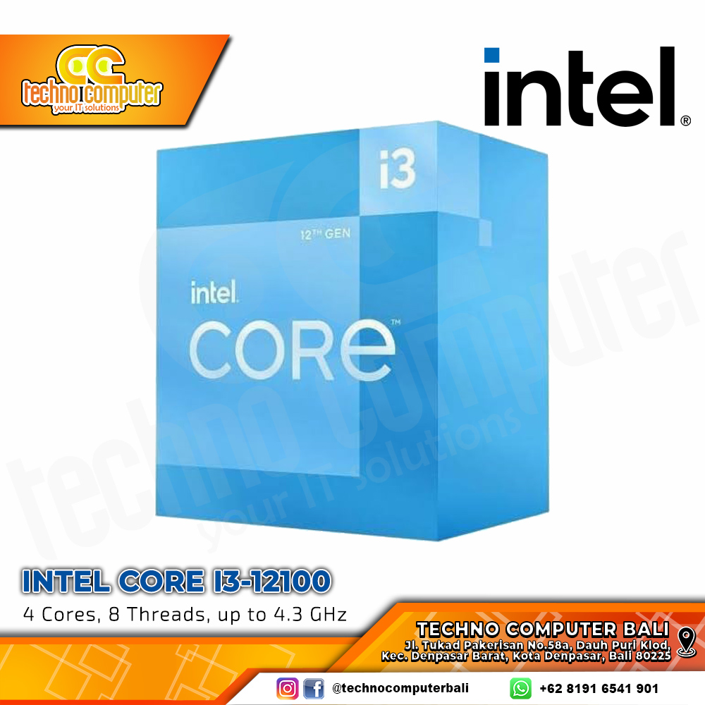 PROCESSOR INTEL CORE I3-12100 - 4 Cores 8 Threads Up to 4.3Ghz - Socket LGA1700