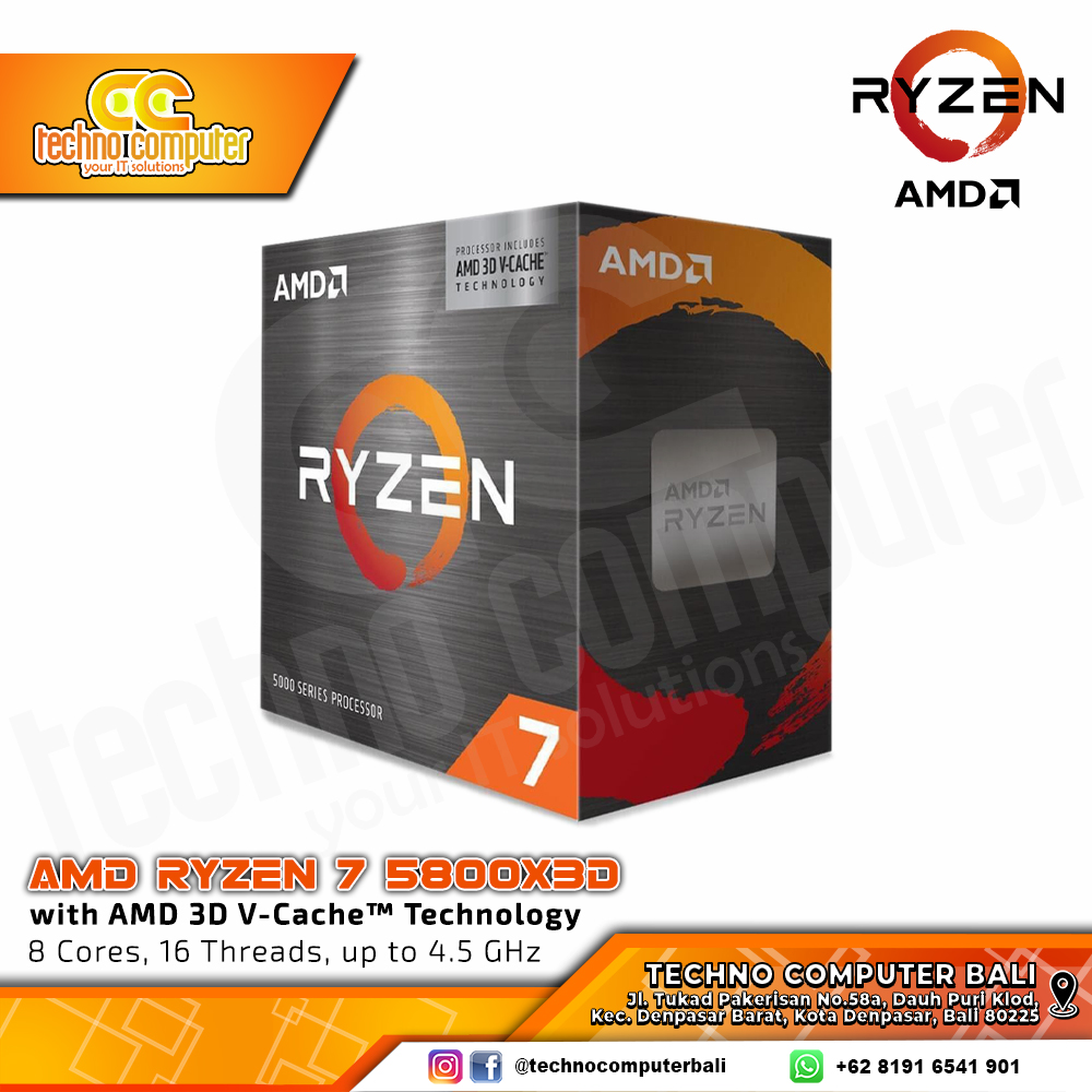 PROCESSOR AMD RYZEN 7 5800X3D - 8 Core 16 Threads Up to 4.5GHz - Socket AM4