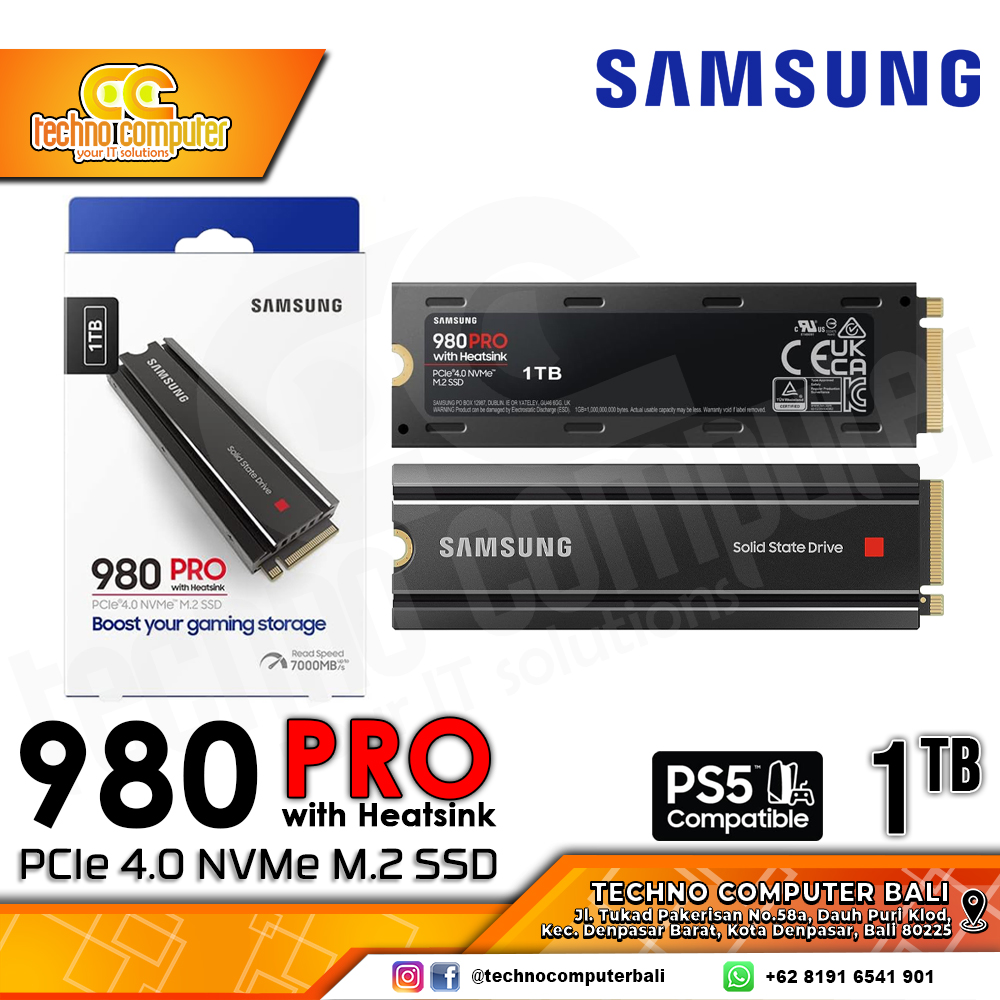 SSD SAMSUNG 980 Pro with Heatsink M.2 NVMe 2280 PCIe Gen4 x4 - 1TB