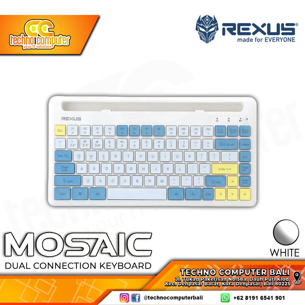 REXUS KB01 Wireless Mosaic White - Office Keyboard Wireless