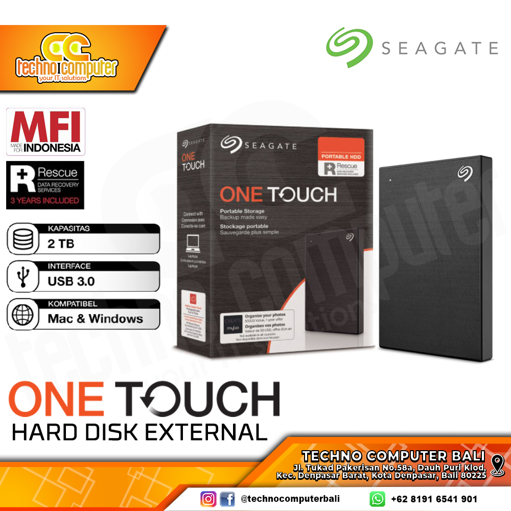 HDD EXTERNAL 2.5 inch SEAGATE ONE TOUCH 2TB - BLACK
