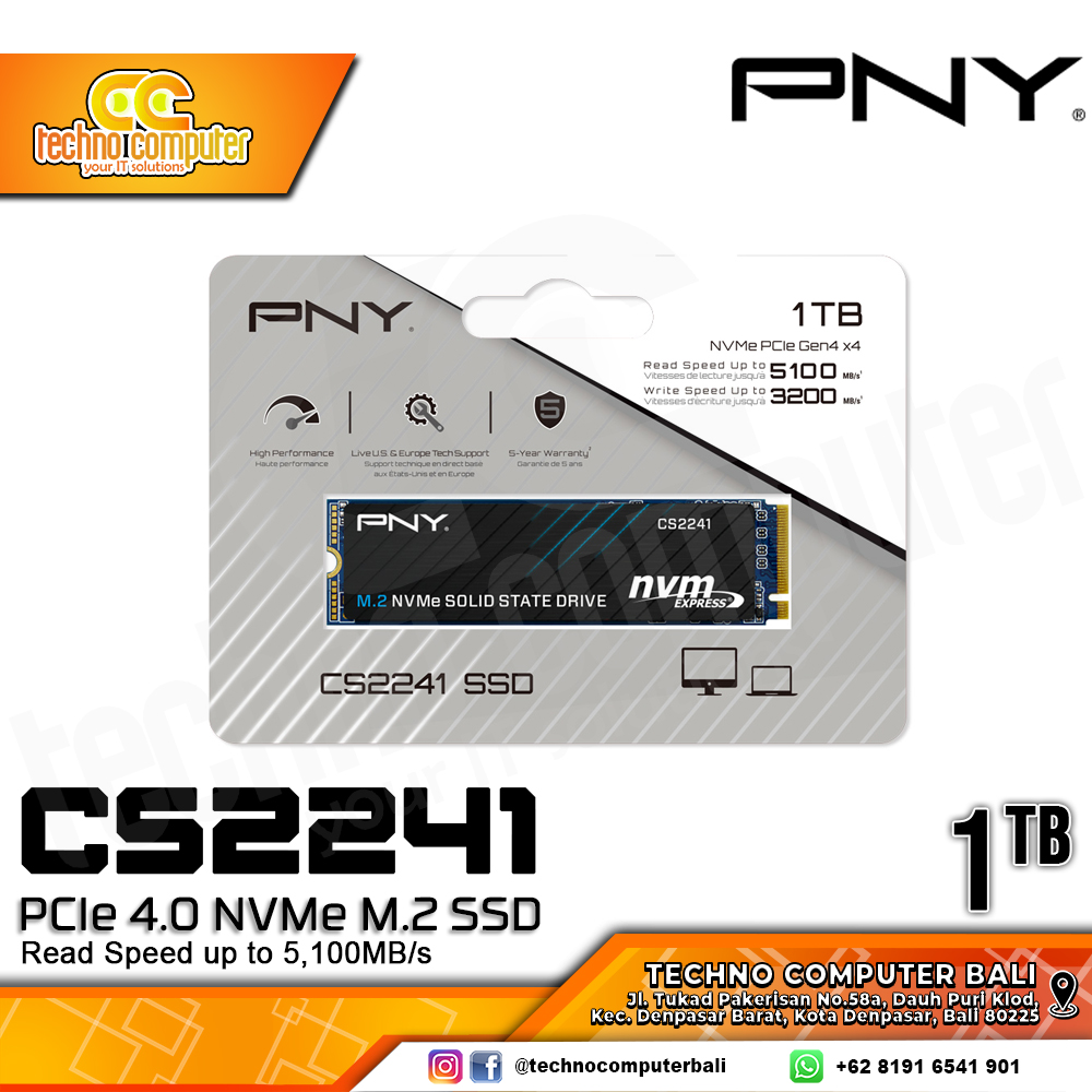 SSD PNY CS2241 M.2 NVMe 2280 PCIe Gen4 x4 - 1TB