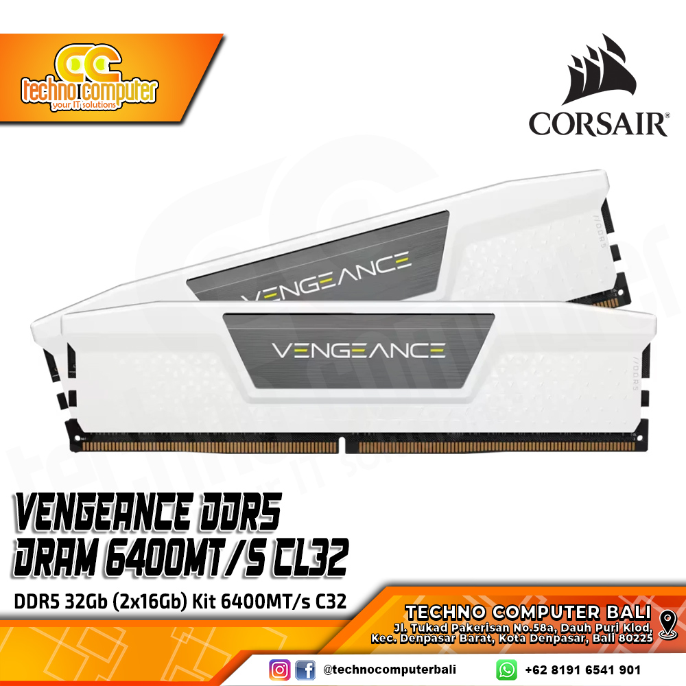 DDR5 CORSAIR VENGEANCE 32GB (2x16GB) Kit 6400MHz C32 - WHITE