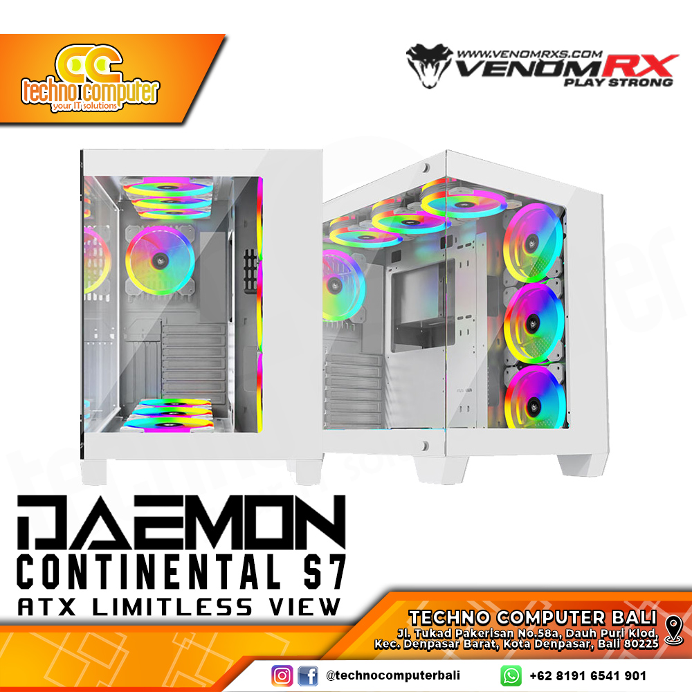 CASING VENOMRX DAEMON CONTINENTAL S7 WHITE - Mid Tower ATX Case Tempered Glass