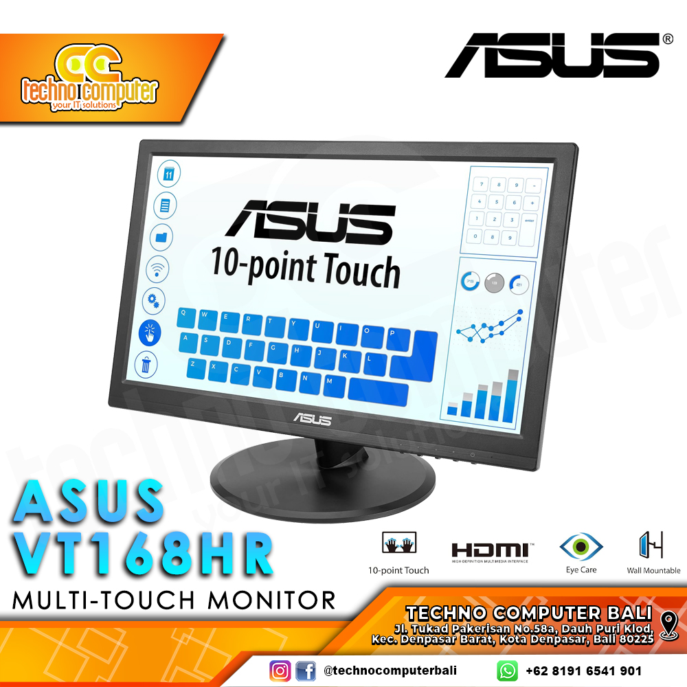 ASUS VT168HR Touch Monitor - 16 inch, WXGA (1366 x 768), TN, 60Hz, 5ms