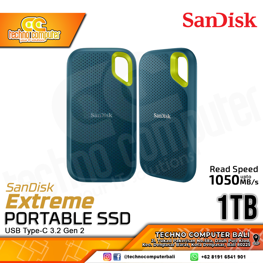 SSD EXTERNAL SANDISK EXTREME PORTABLE SSD - Up to 1050MB/s, USB Type-C 3.2 Gen 2 Monterey - 1TB