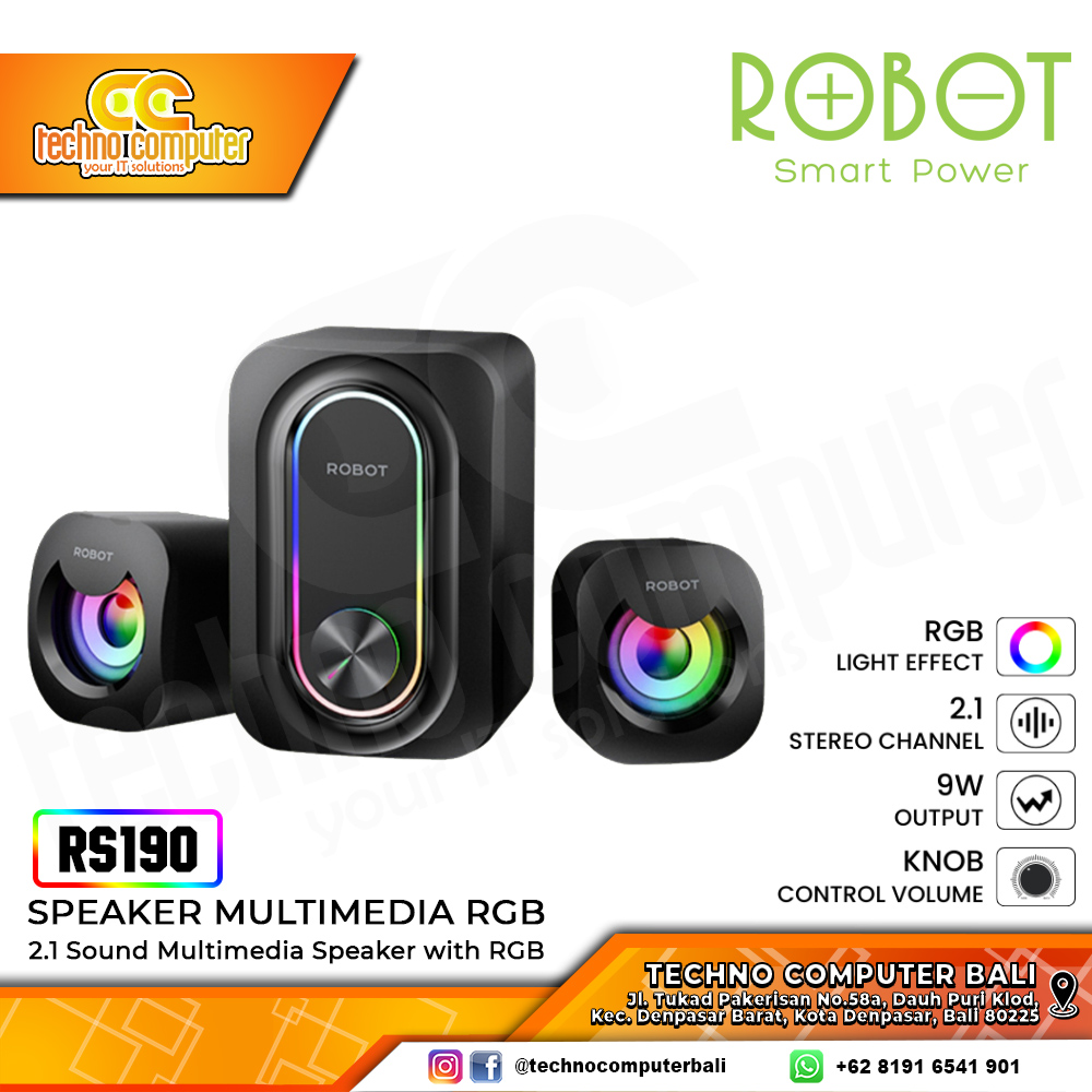 SPEAKER ROBOT RS190 RGB - 2.1 Sound Multimedia Speaker with RGB