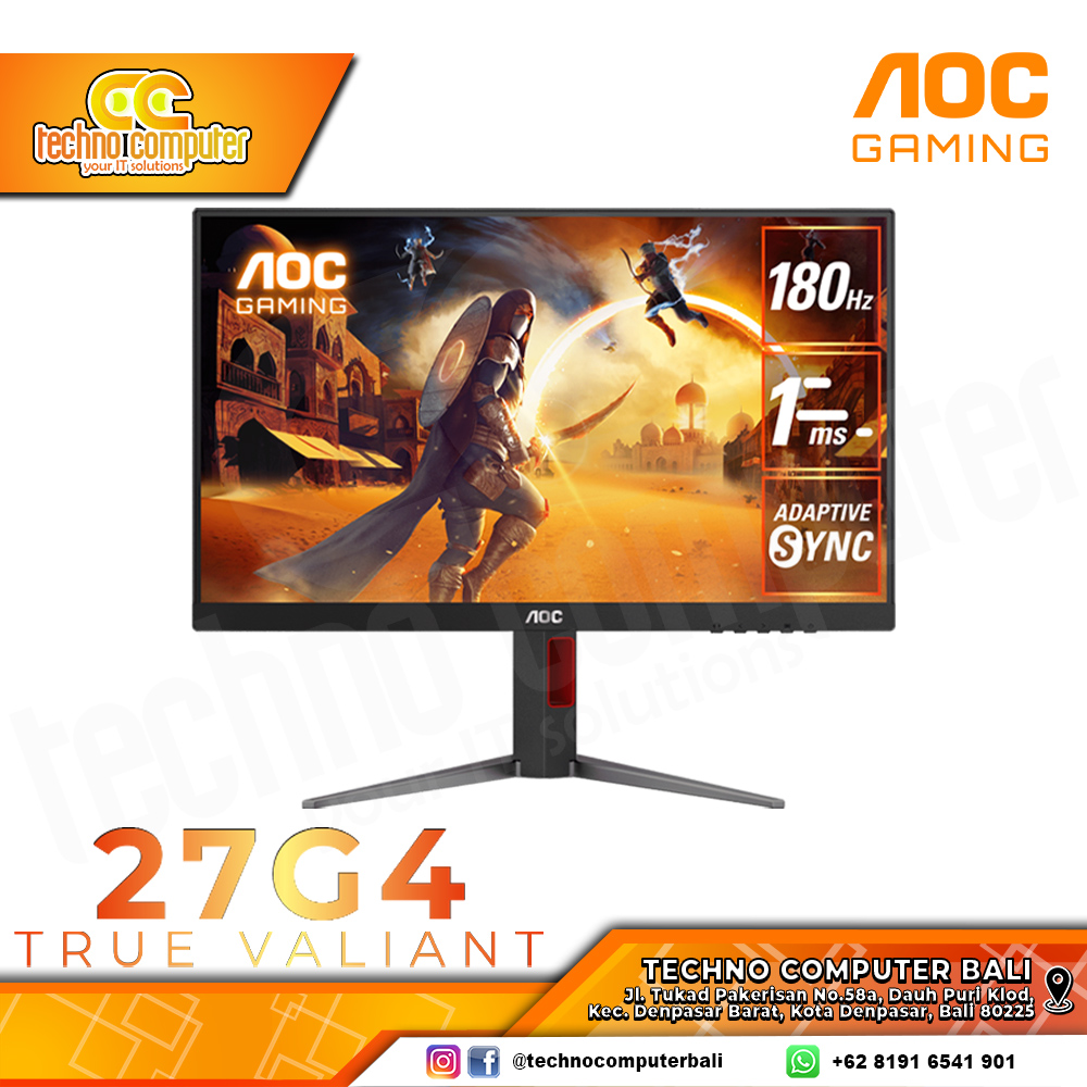 AOC 27G4 Gaming Monitor - 27 inch, FHD (1920 x 1080), IPS, 180Hz, 1ms