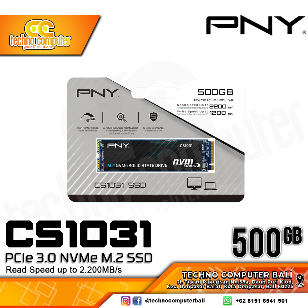 SSD PNY CS1031 M.2 NVMe 2280 PCIe Gen3 x4 - 500GB