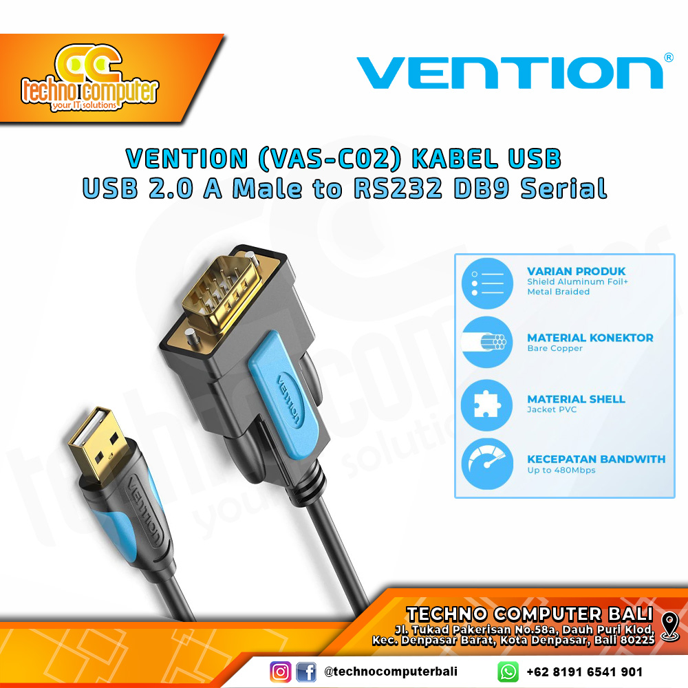 VENTION KABEL USB - USB 2.0 A Male to RS232 DB9 Serial Cable - VAS-C02 1M