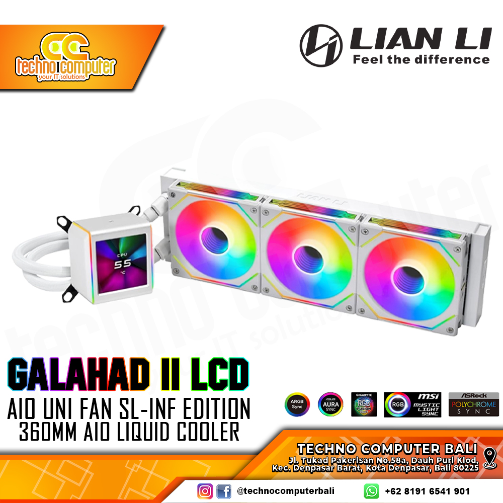 LIAN LI GALAHAD II LCD SL-Infinity 360 with 2.88inch LCD White - CPU Cooler - 360mm AIO Liquid