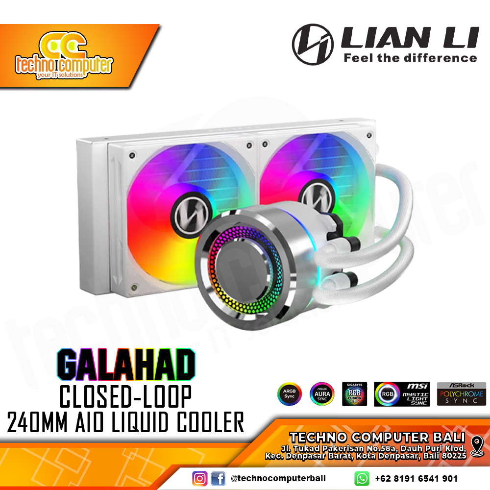 LIAN LI GALAHAD AIO 240 ARGB White - CPU Cooler - 240mm AIO Liquid Cooler