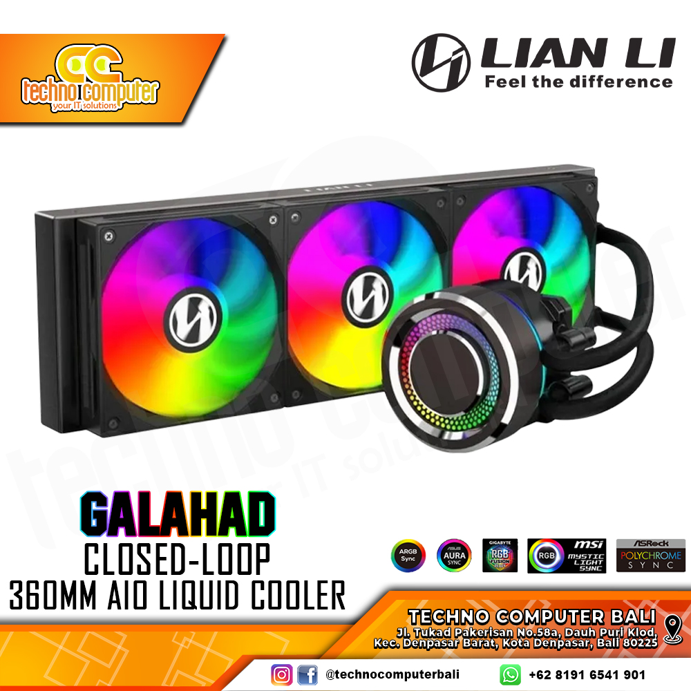 LIAN LI GALAHAD AIO 360 ARGB Black - CPU Cooler - 360mm AIO Liquid Cooler