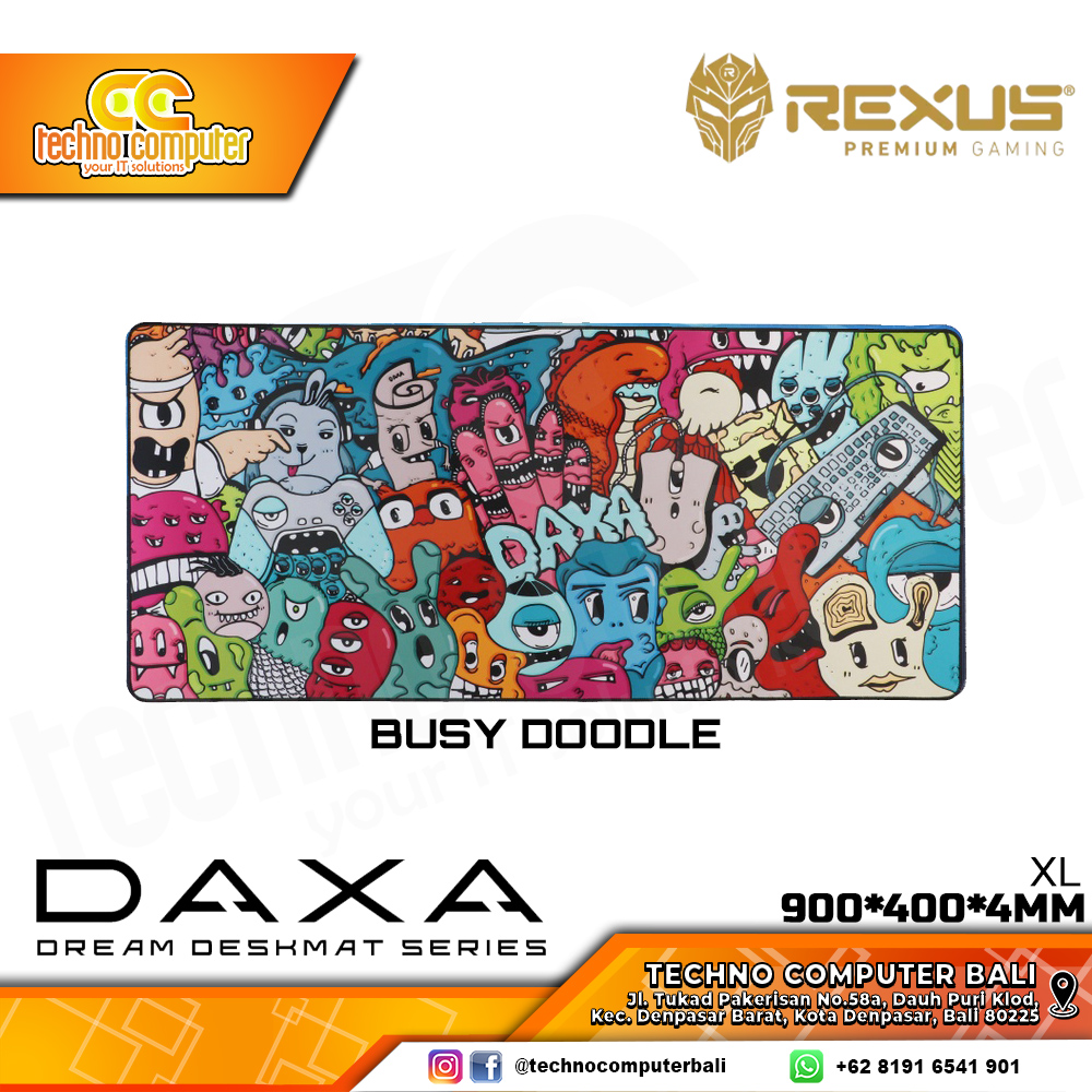 MOUSEPAD REXUS DAXA DREAM Series BUSY DOODLE DX-DM4 (900 x 400 x 4mm) - Gaming Mousepad