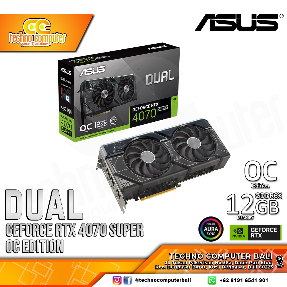 VGA ASUS DUAL NVIDIA GeForce RTX 4070 SUPER OC Edition 12GB GDDR6X