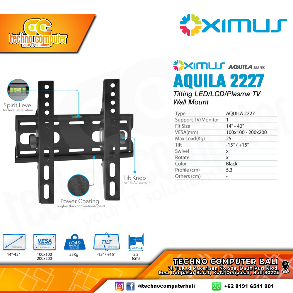Bracket Monitor TV 14-42inch OXIMUS AQUILA 2227 Wall Mount Bracket