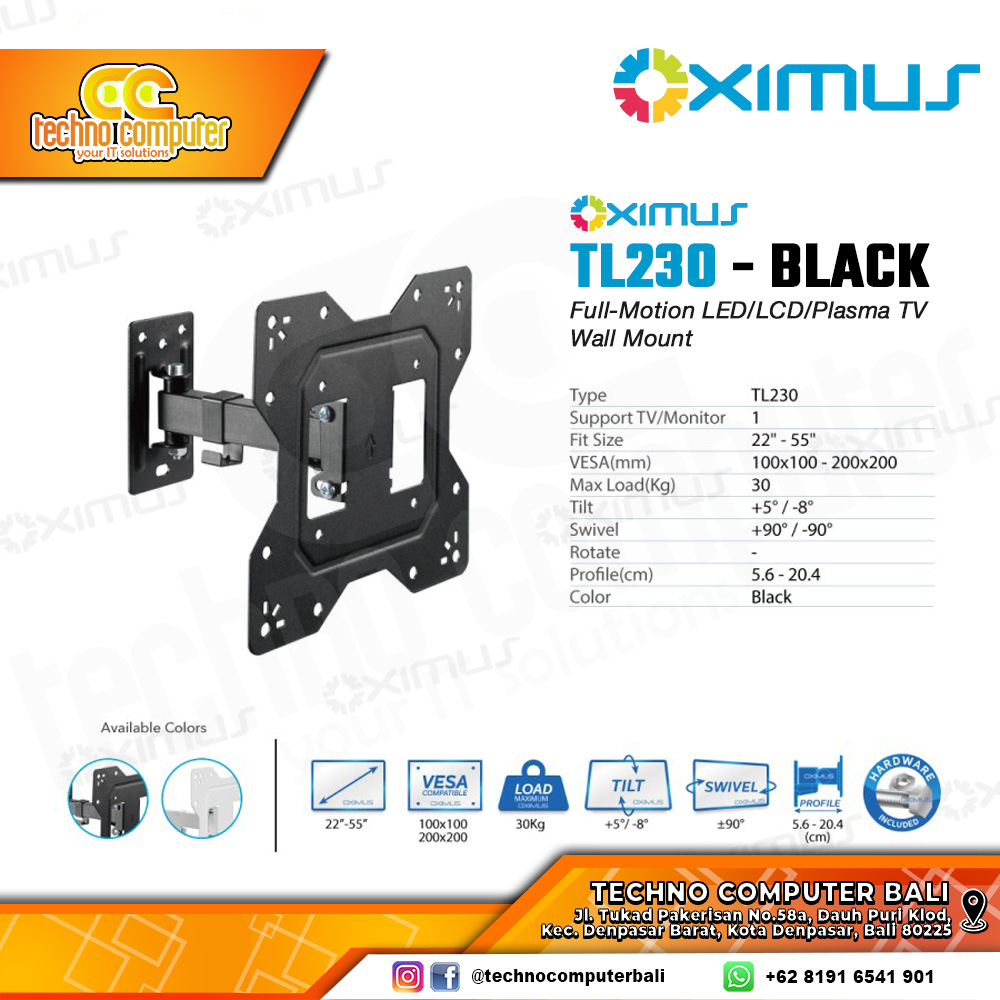 Bracket Monitor TV 22-55inch OXIMUS TL230 Wall Mount Bracket - Black