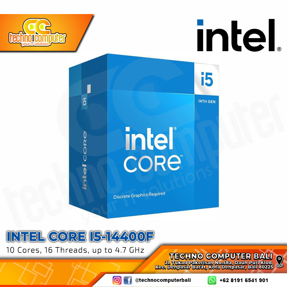 PROCESSOR INTEL CORE I5-14400F - 10 Cores 16 Threads Up to 4.70GHz - Socket LGA1700