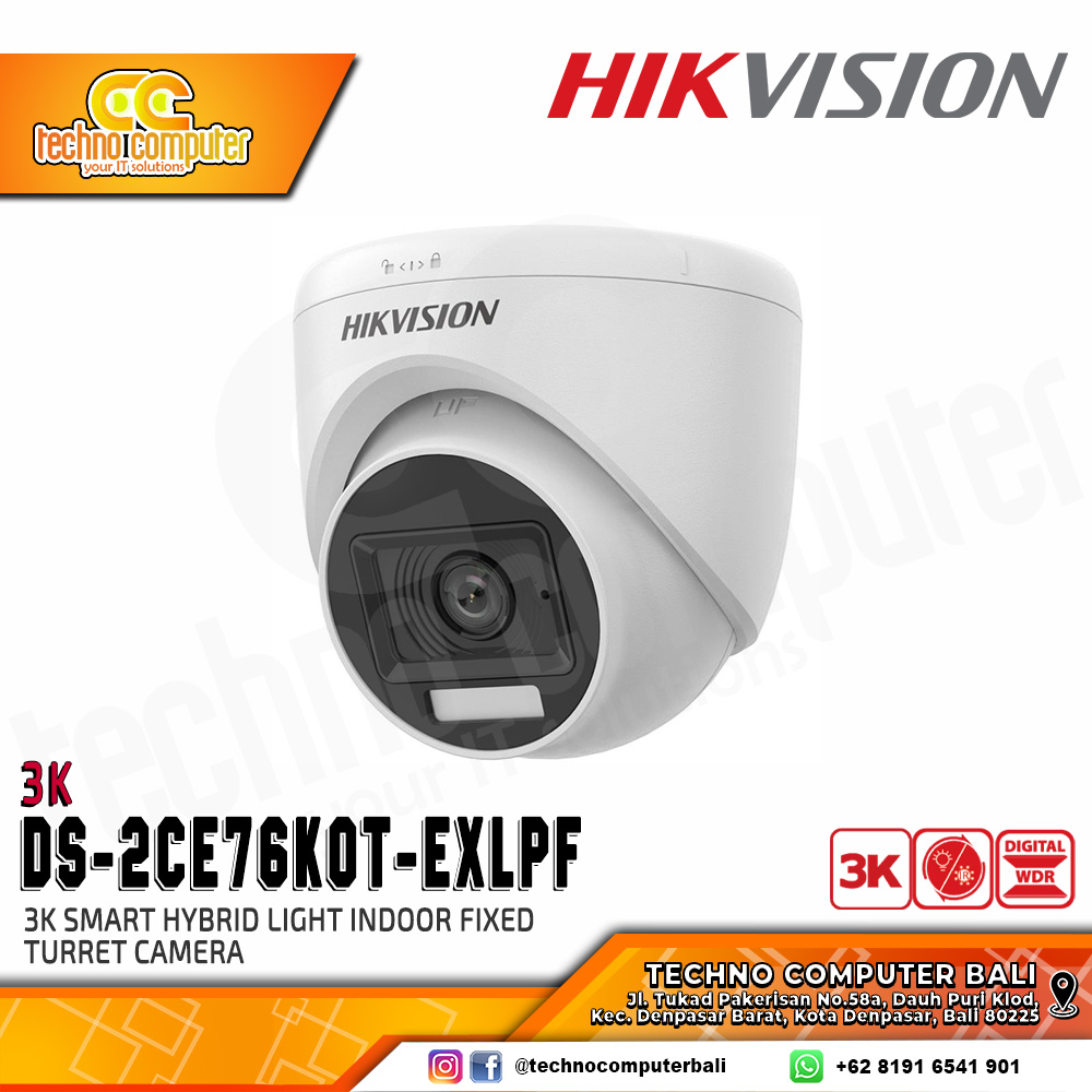 HIKVISION DS-2CE76K0T-EXLPF 3K (2.8mm) INDOOR Smart Hybrid Light Indoor Fixed Turret Camera CCTV