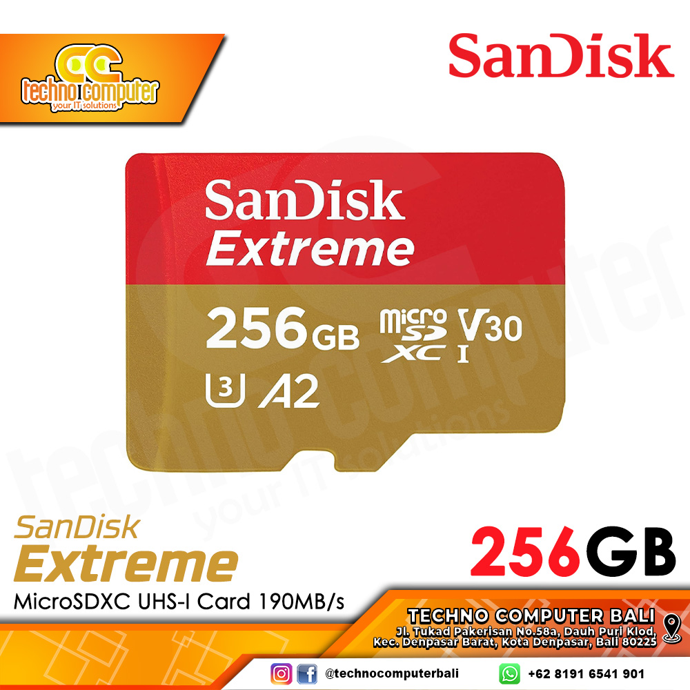 MEMORY CARD SANDISK EXTREME MICRO SDXC 256GB 190MB/s