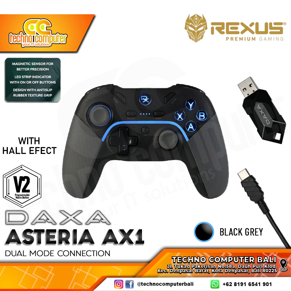 GAMEPAD WIRELESS REXUS DAXA ASTERIA AX1 Gen 2 V2 - Black Grey