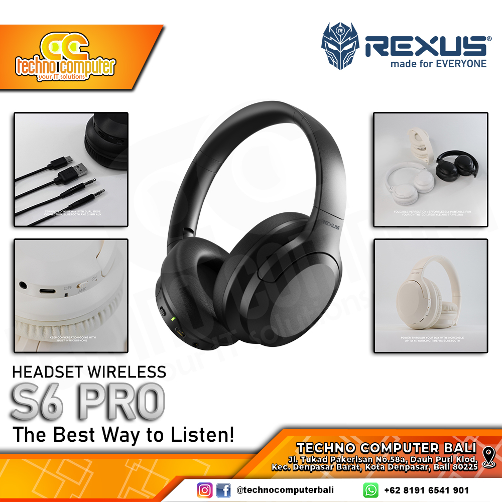 HEADSET REXUS RX-S6 PRO with ANC Black Wireless Bluetooth - Headset