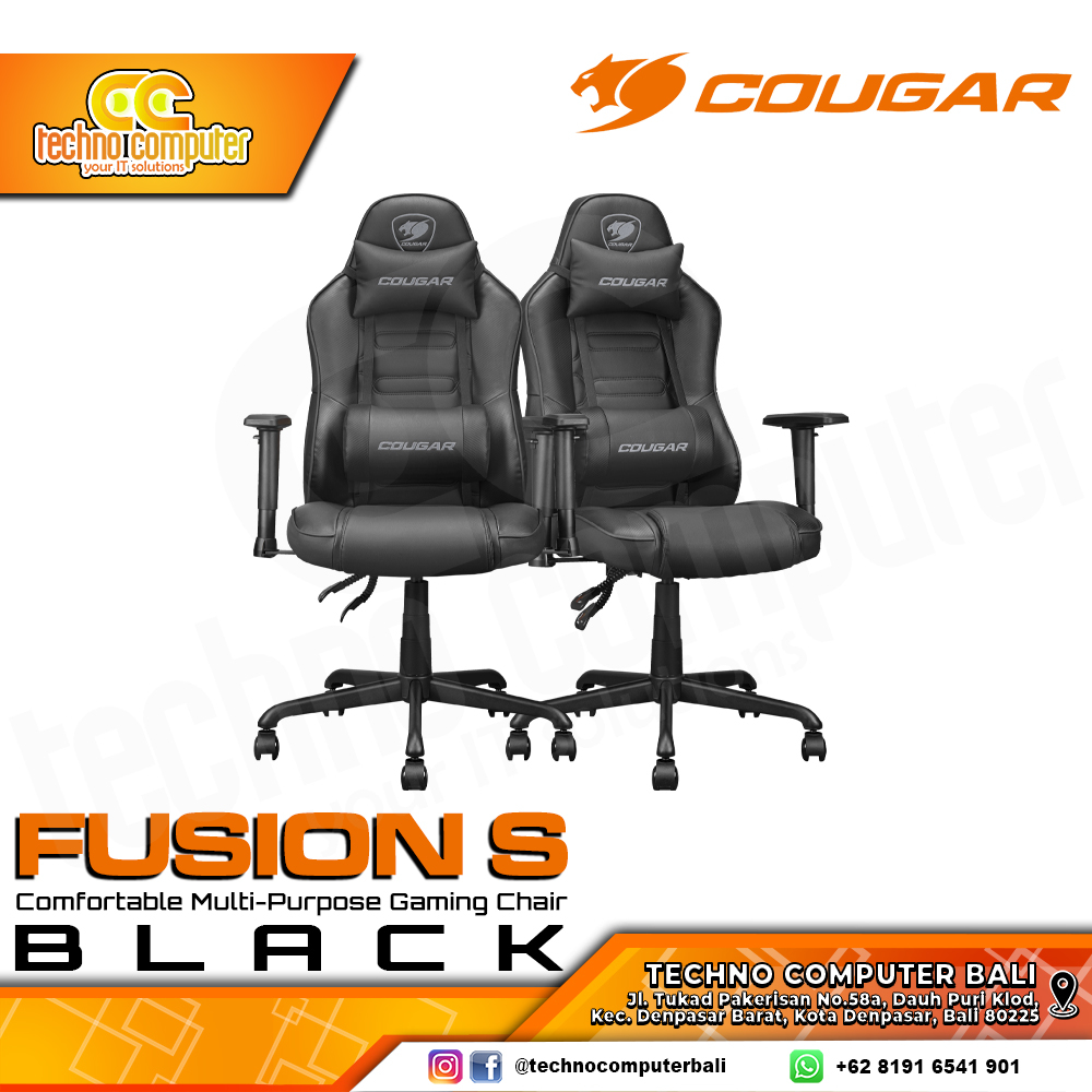 KURSI GAMING COUGAR FUSION S GAMING CHAIR 2D Armrest - FUSION S BLACK