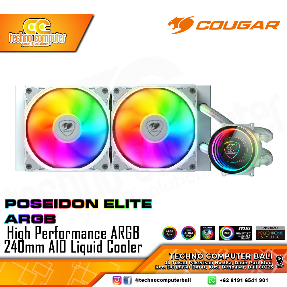 COUGAR POSEIDON ELITE 240 ARGB White - CPU Cooler - 240mm AIO Liquid Cooler