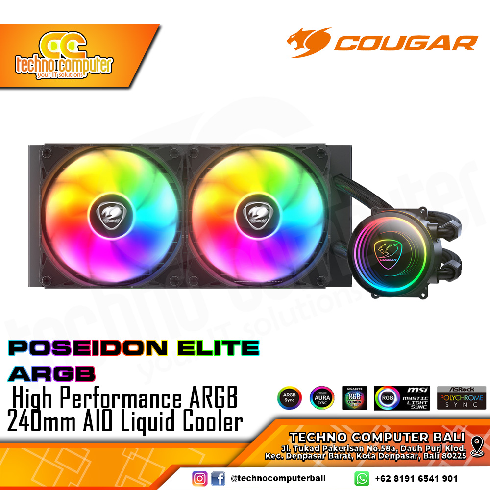 COUGAR POSEIDON ELITE 240 ARGB Black - CPU Cooler - 240mm AIO Liquid Cooler