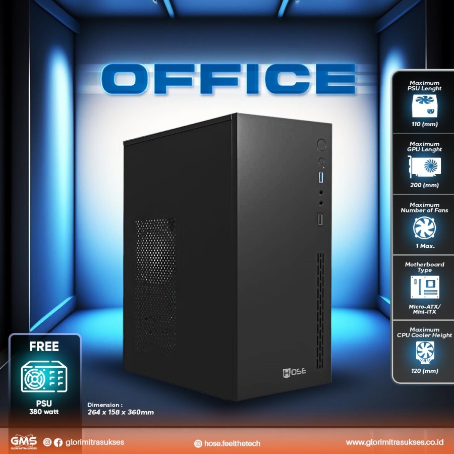 CASING HOSE OFFICE - Mid Tower mATX Case (PSU 380w)
