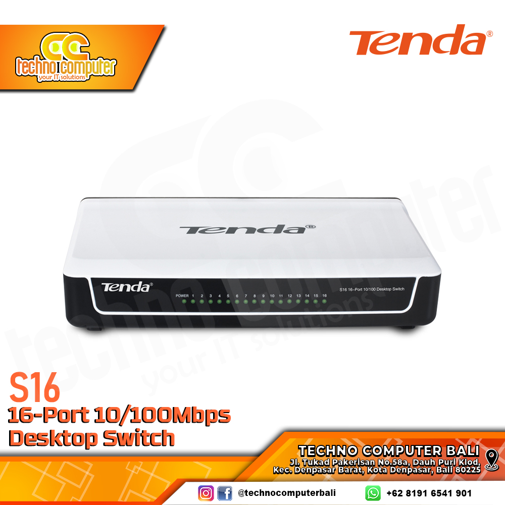 SWITCH HUB TENDA S16 16 Port 10/100Mbps Desktop Switch