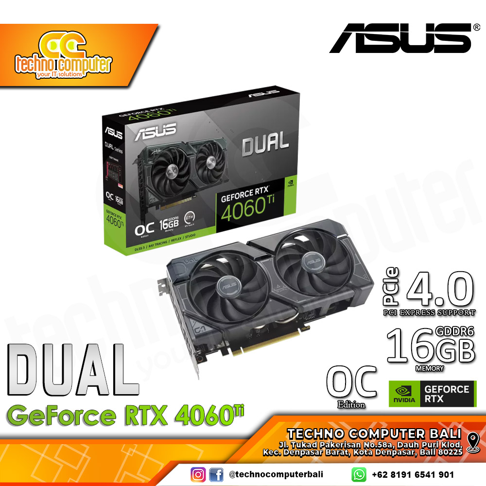 ASUS DUAL NVIDIA GeForce RTX 4060 TI OC Edition 16GB GDDR6