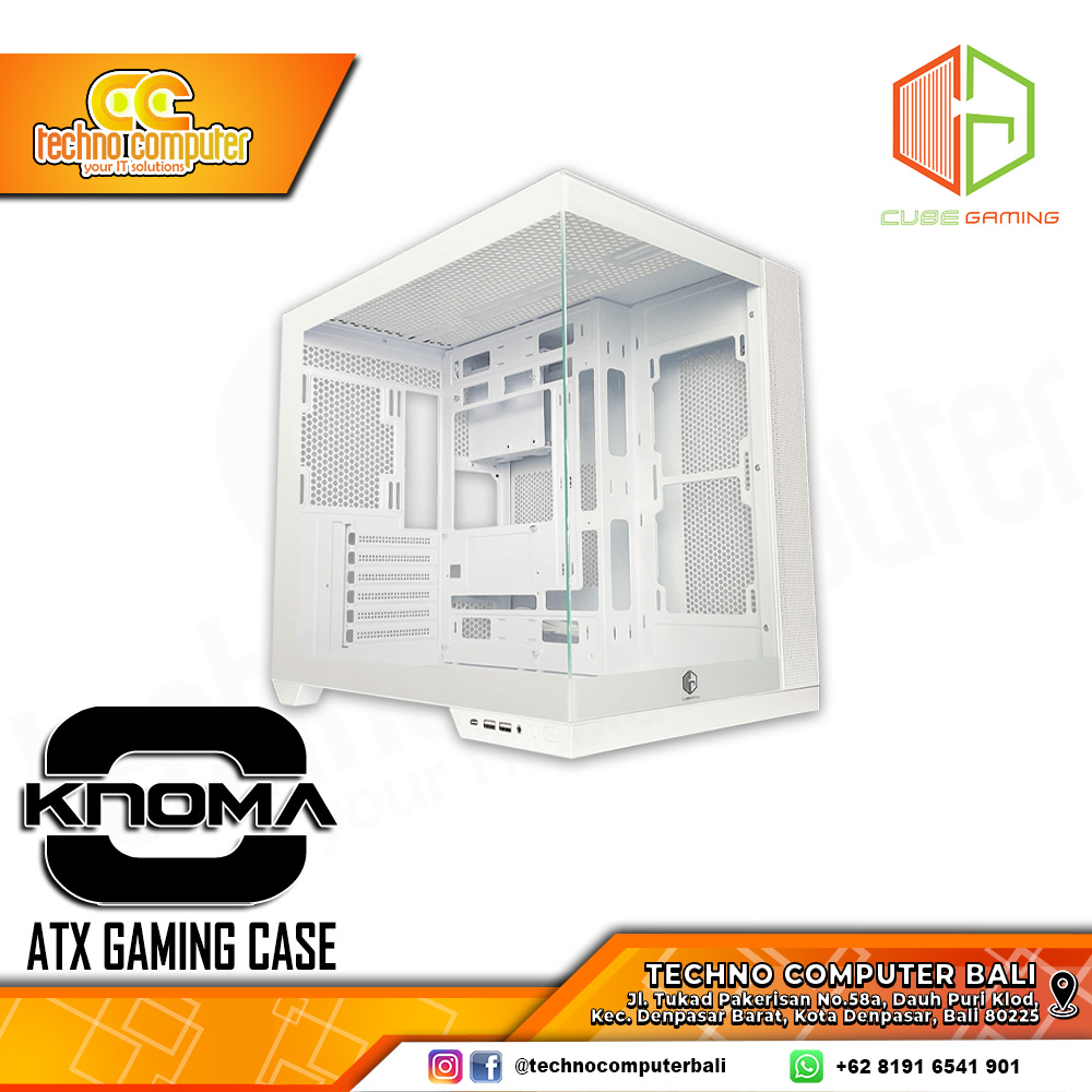 CASING CUBE GAMING KNOMA White - Mid Tower ATX Case Tempered Glass
