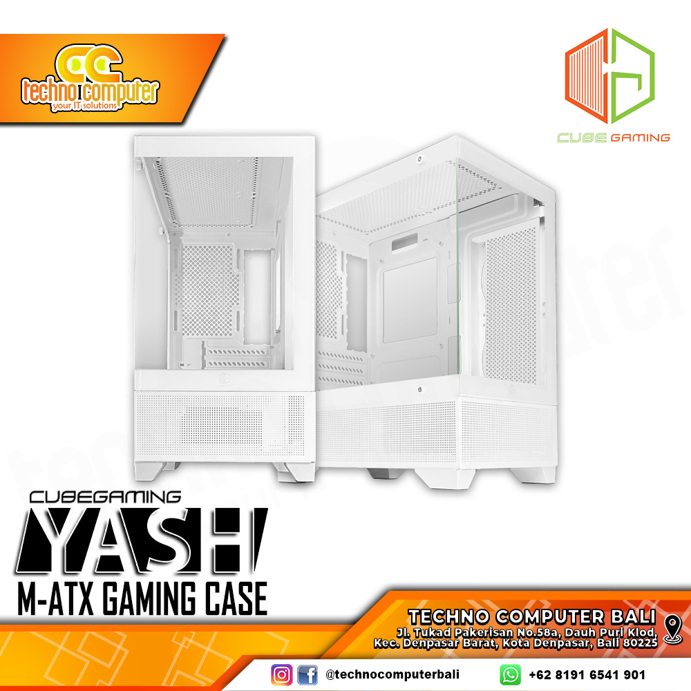 CASING CUBE GAMING YASH White - Mid Tower mATX Case Tempered Glass